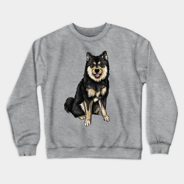 Finnish Lapphund Dog | Black and Tan Crewneck Sweatshirt by Shirin Illustration